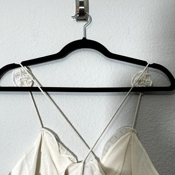 Zac Posen Cream Leaf Embroidered Spaghetti Strap Cotton Top Sz 4 - Picture 11 of 12